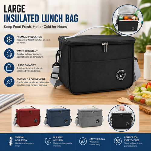 Large insulated lunch - lunch, bag